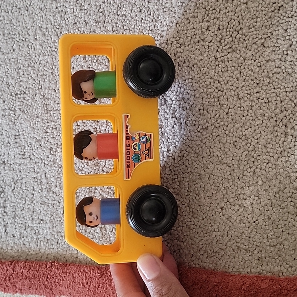 Fisher Price Vintage 1969 Mini Bus Vehicle Little People Yellow